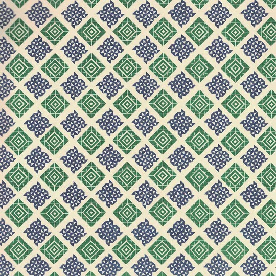 Blue and Green Geometric Print Italian Paper ~ Carta Varese Italy